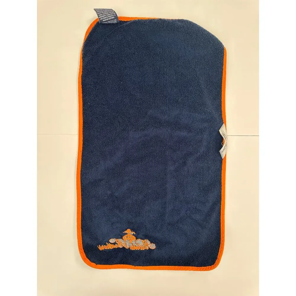 Brooks Brothers Navy Orange Contrast Piping Hand Towel Embroidered Logo 2 PCS